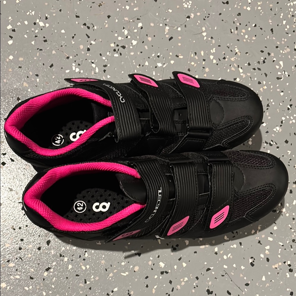 Cycling Shoes with Pink Accents